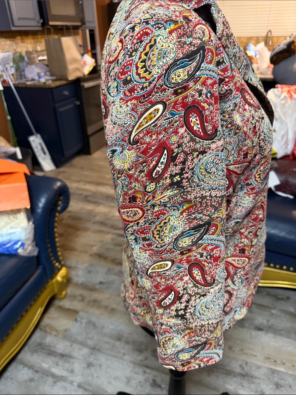Chapter One Vintage Style Paisley Women's Blazer - Red Multicolor - Picture 7 of 13